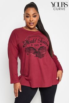 Yours Curve Red Long Sleeve Drop Shoulder T-Shirt (Q55966) | €12