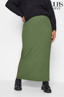 Yours Curve Green Ribbed Skirt (Q55993) | ₪ 102