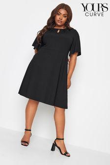 Yours Curve Black Ribbed Keyhole Angel Party Dress (Q55998) | €19