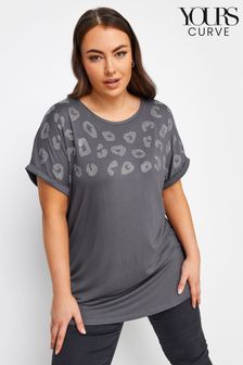 Grau - Yours Curve T-Shirt mit nahtlosen Ärmeln und Verzierung (Q56012) | 16 €
