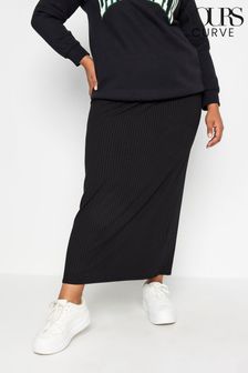 Yours Curve Black Ribbed Skirt (Q56014) | €28