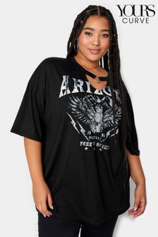 Yours Curve Black Ring Detail Grunge Arizona Eagle T-Shirt (Q56025) | €28