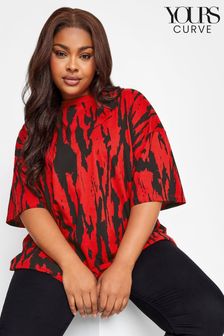 Yours Curve Red Jumbo Textured Boxy T-Shirt (Q56027) | 60 zł