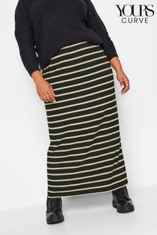 Yours Curve Black Ribbed Skirt (Q56039) | 119 QAR