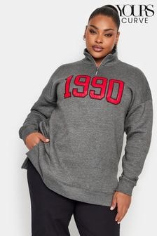 Yours Curve Grey 1960 Zip Neck Sweatshirt (Q56089) | 85 zł