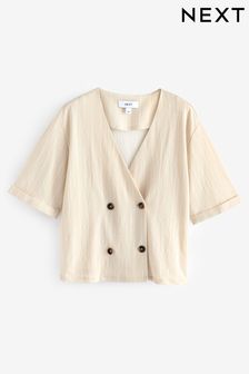 Neutral White Stripe Short Sleeve Waistcoat (Q56134) | 180 QAR