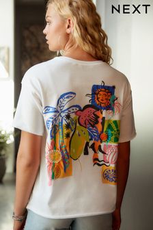 Blanco - Bold Summer Print Graphic Short Sleeve Crew Neck T-shirt (Q56135) | 24 €