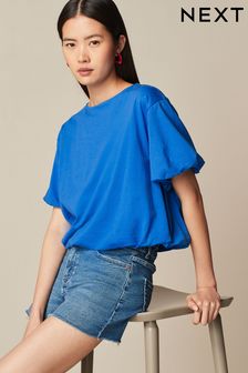 Cobalt Blue Short Sleeve Bubble Hem T-Shirt (Q56138) | AED92