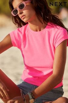 Fluro Pink Crew Neck Short Sleeve Raglan Top (Q56139) | 105 zł