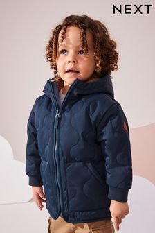 Navy Blue Quilted Borg Fleece Lined Shower Resistant Coat (3mths-7yrs) (Q56471) | $38 - $45