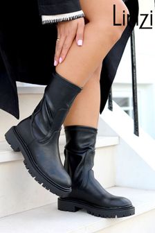Linzi Black Peggy Pull On Mid Chelsea Boots (Q56668) | $64