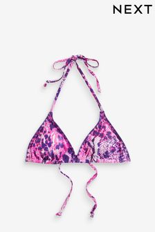 Pink mit Schlangenhauteffekt - Myleene Klass Triangel-Bikinioberteil mit Ziernähten (Q56925) | 41 €