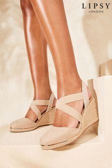 Lipsy Nude Pink Regular Fit Mid Heel Elastic Wedge Court Shoes (Q57222) | €42
