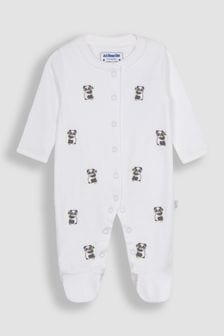 JoJo Maman Bébé Panda Embroidered Cotton Baby Sleepsuit (Q57271) | OMR11
