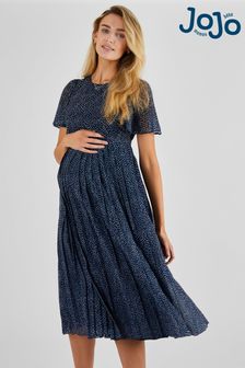 JoJo Maman Bébé Navy Spot Maternity & Nursing Midi Dress (Q57276) | €110