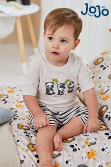 JoJo Maman Bébé Ecru Panda Appliqué Jersey Pyjamas (Q57282) | €32