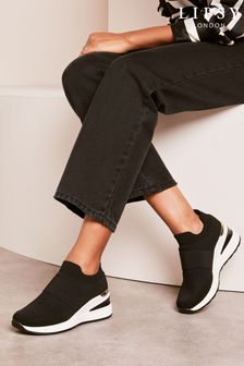 أسود - حذاء رياضي بكعب وتد منسوج مسطح قابل للتمدد من Lipsy (Q57293) | 234 ر.س