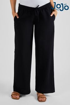 JoJo Maman Bébé Black Linen Blend Maternity Trousers (Q57309) | $55
