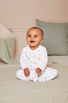 檸檬黃 - Jojo Maman Bébé棉質刺綉嬰兒連身睡衣 (Q57310) | NT$980