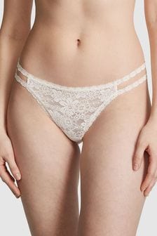 Victoria's Secret PINK Coconut White Thong Lace Strappy Thong Knickers (Q57373) | €11