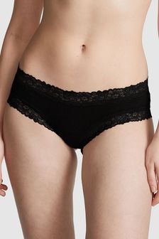 Victoria's Secret PINK Pure Black Cheeky Lace Strappy Thong Knickers (Q57374) | €12