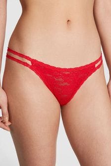 Victoria's Secret PINK Red Pepper Thong Lace Strappy Thong Knickers (Q57393) | €12