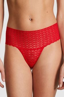 Victoria's Secret PINK Red Pepper Heart Lace Thong Knickers (Q57416) | DKK90