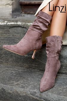 Linzi Kiki Ruched Stiletto Pointed Toe Ankle Boots
