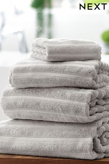Greige Ribbed Towel 100% Cotton (Q59748) | €9 - €35