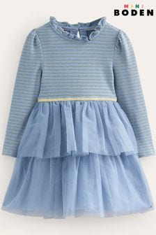 Boden Blue Jersey Tulle Mix Dress (Q59839) | €27 - €31