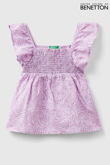 Benetton Girls Pink Linen Blen Blouse Shirt (Q59922) | $48