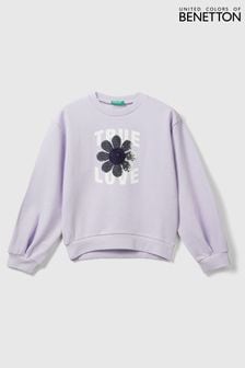 Benetton Girls Purple Long Sleeve Sweat Top Sweater