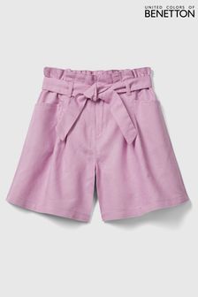 Benetton Girls Pink Linen Blend Shorts