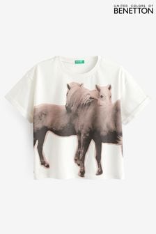 Benetton Mädchen T-Shirt, Weiß (Q59939) | 28 €