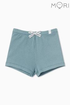 MORI Blue Organic Cotton Ribbed Shorts (Q60112) | ₪ 65
