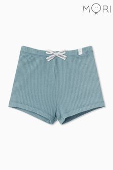 MORI Blue Organic Cotton Ribbed Shorts