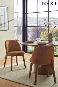 Soft Velvet Caramel Brown Preston Dark Leg Dining Chairs Set of 2 (Q60187) | €295
