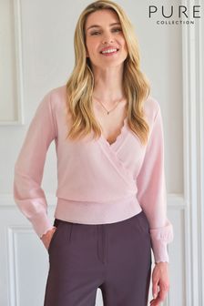 Pure Collection Pink Cashmere And Wool Ballet Wrap Sweater (Q60360) | €187