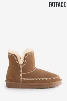 FatFace Tan Brown Embroidery Detail Mini Boots (Q60556) | $76