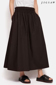 بني - Jigsaw Cotton Poplin Skirt (Q60781) | 721 د.إ