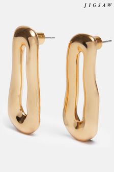 Złoty - Jigsaw Silver Tone Organic Loop Earrings (Q60784) | 345 zł