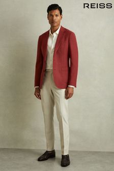 Reiss Rust Red Attire Slim Fit Textured Wool Blend Single Breasted Blazer (Q60924) | HK$4,287