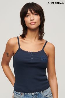 Superdry Blue Athletic Essentials Button Down Cami Top (Q60957) | KWD8.500