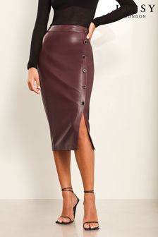 erven - Lipsy Faux Leather Button Midi Pencil Skirt (Q61146) | 1 535 K