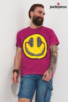 Joe Browns Purple Headphone Smiley Graphic Crew Neck Short Sleeve T-Shirt (Q61322) | $59
