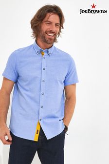 Joe Browns Blue Double Collar Short Sleeve Oxford Shirt (Q61324) | SGD 77
