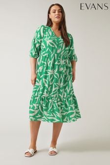 Evans Green Midaxi Balloon Sleeve Dress (Q61627) | SGD 97