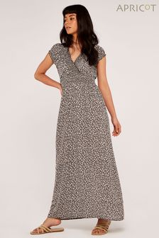 Apricot Black/White Ditsy Smocked Maxi Dress (Q62312) | ￥6,170