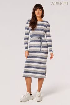 Apricot Blue Soft Touch Stripe Big Tie Midi Dress (Q62326) | MYR 210