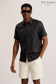 Ted Baker Black Linen Palomas Shirt (Q62528) | 542 SAR